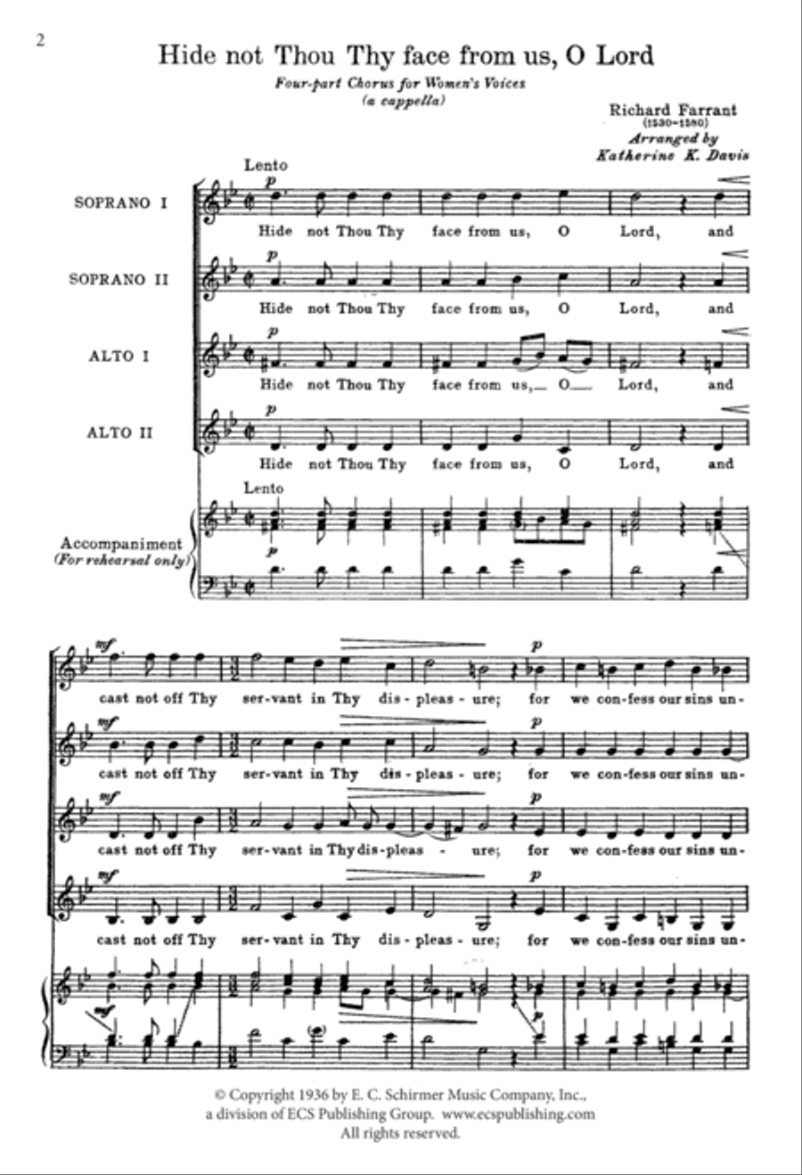 Hide Not Thou Thy Face From Us, O Lord SSAA scores gallery preview page 2