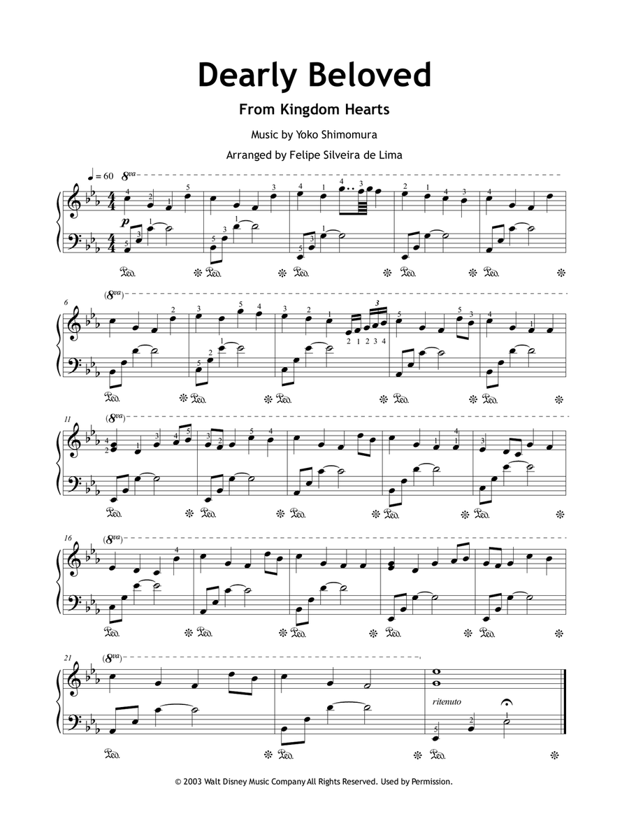 Dearly Beloved Easy Piano scores gallery preview page 1