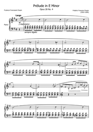 Book cover for Prelude in E minor (Op. 28 no. 4) CHOPIN | Piano Solo Grade 5