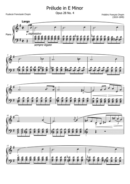 Prelude in E minor (Op. 28 no. 4) CHOPIN | Piano Solo Grade 5 image number null