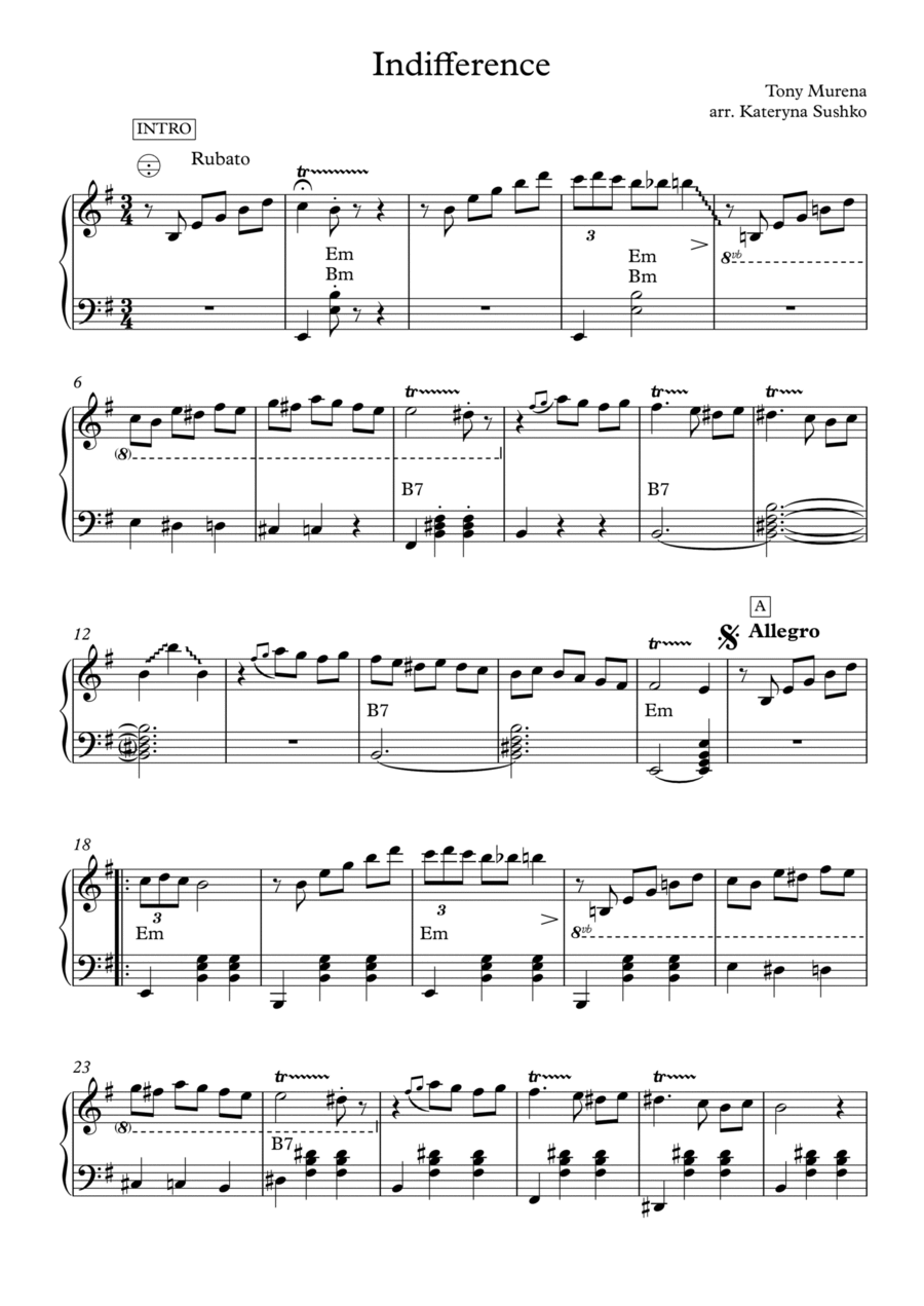 Indifference accordion sheet deals music