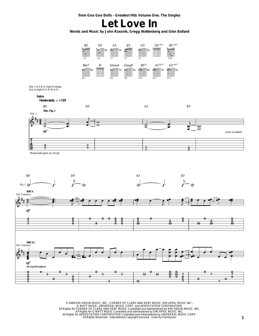 Let Love In Acoustic Guitar scores gallery preview page 1