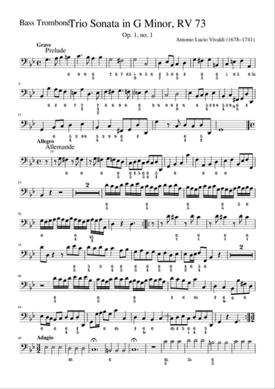 Trio Sonata in G Minor, RV 73 Euphonium scores gallery preview page 6