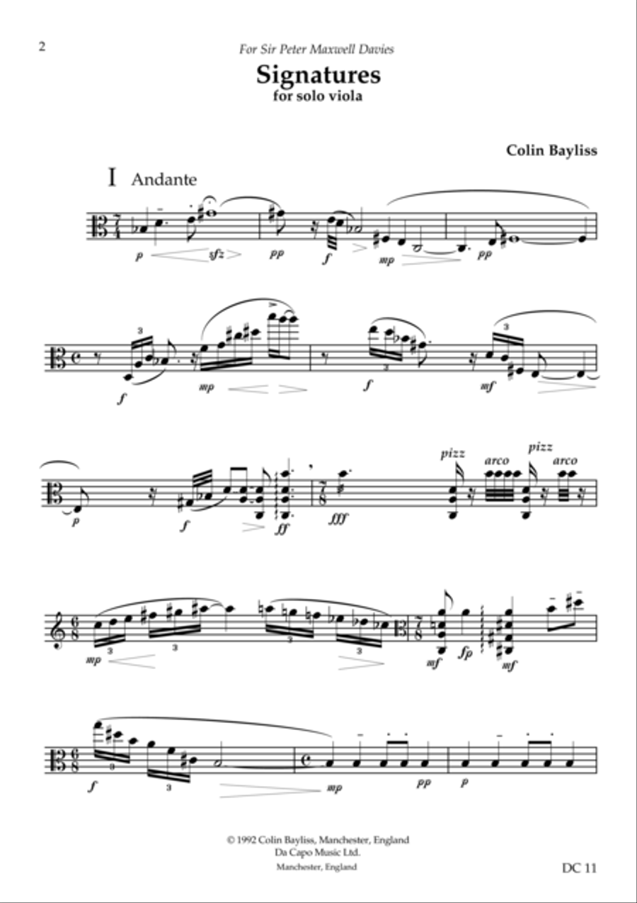 Signatures - for solo viola Viola Solo scores gallery preview page 1
