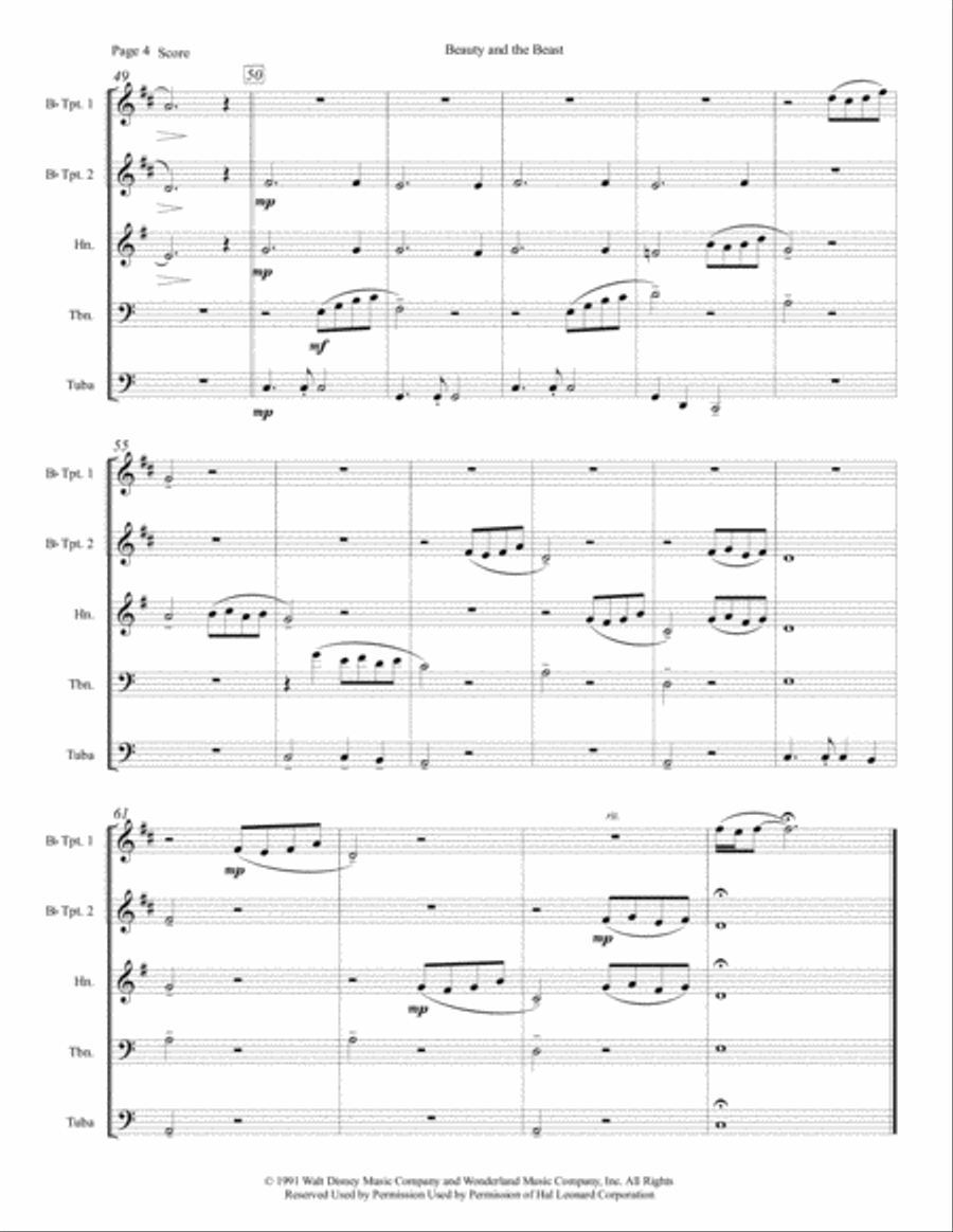 Beauty And The Beast Brass Ensemble scores gallery preview page 5