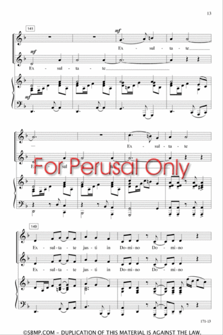 Exsultate Justi in Domino - SA Octavo SA scores gallery preview page 13