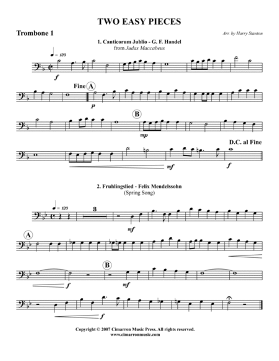Two Easy Pieces Trombone Quartet scores gallery preview page 3
