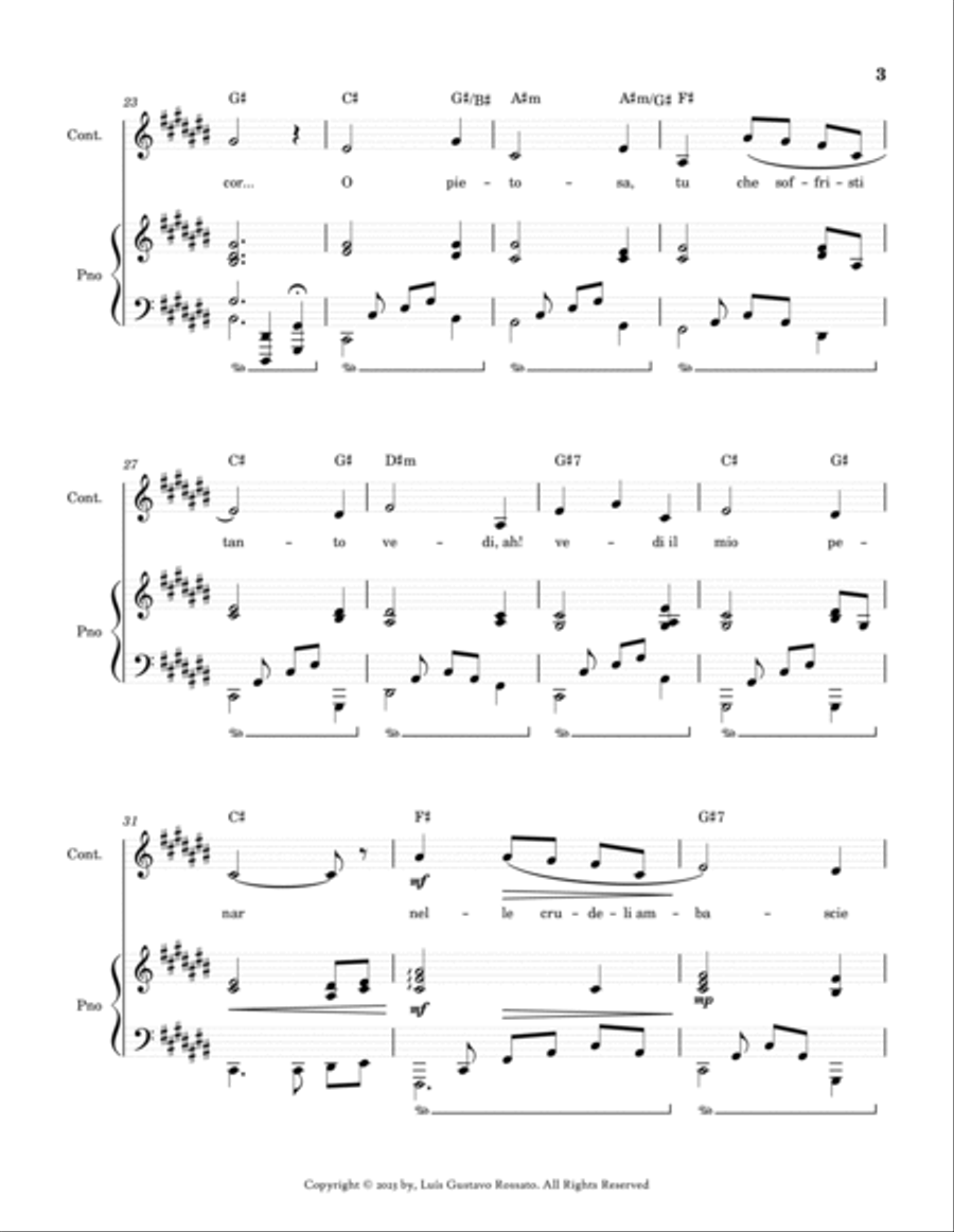 Mascagni - Ave Maria ( CONTRALTO - C# Major) Piano scores gallery preview page 3