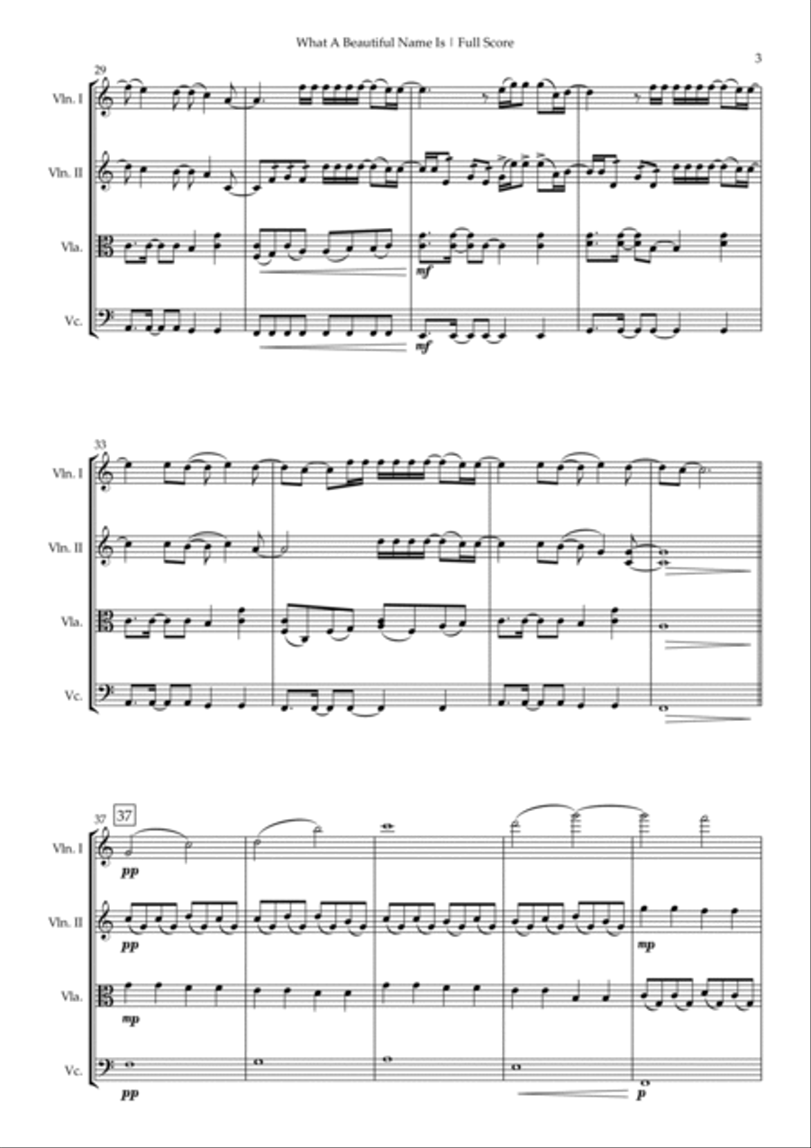 What A Beautiful Name String Quartet scores gallery preview page 3