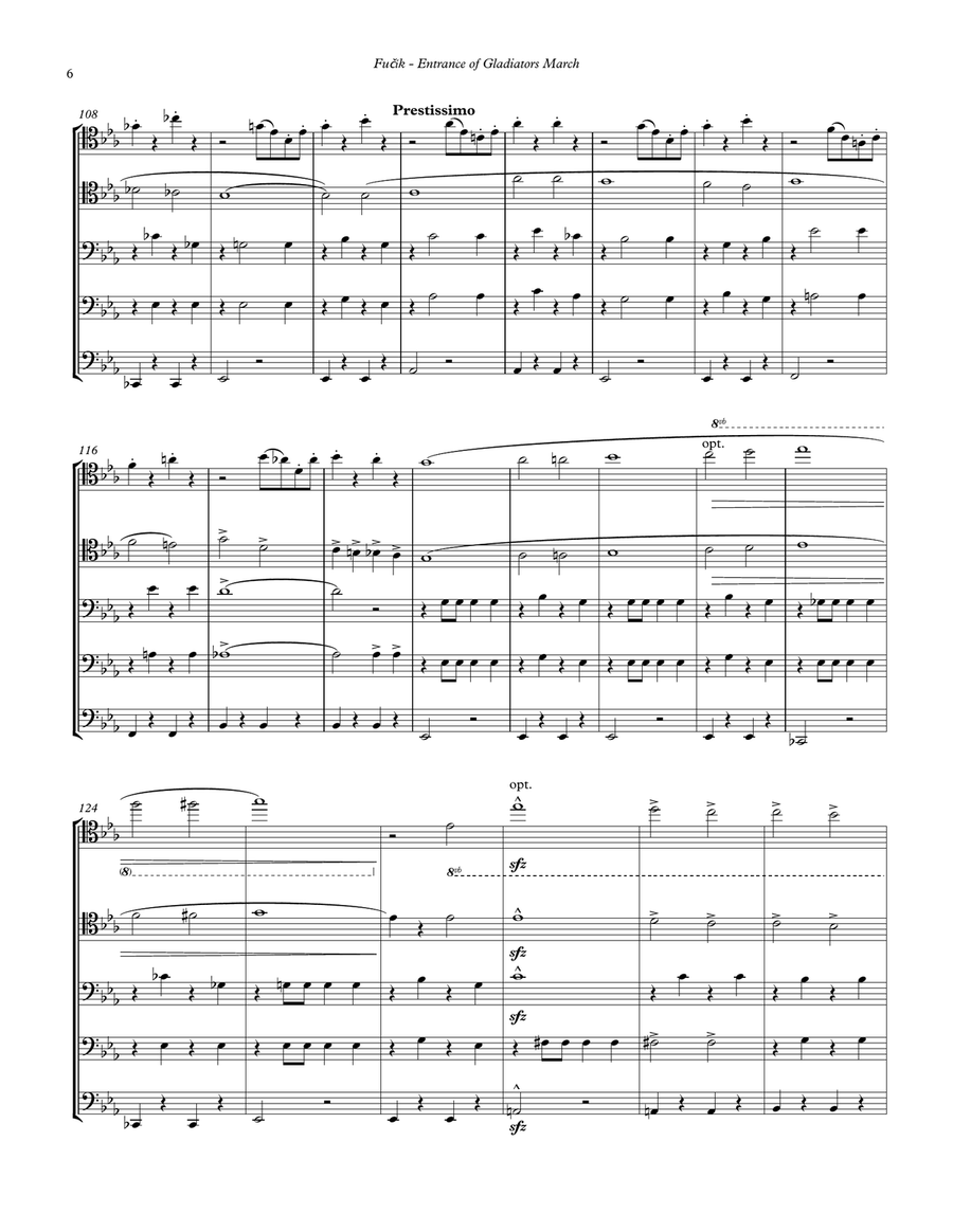 Entrance of the Gladiators (Thunder & Blazes March) for Trombone Quintet Brass Ensemble scores gallery preview page 6