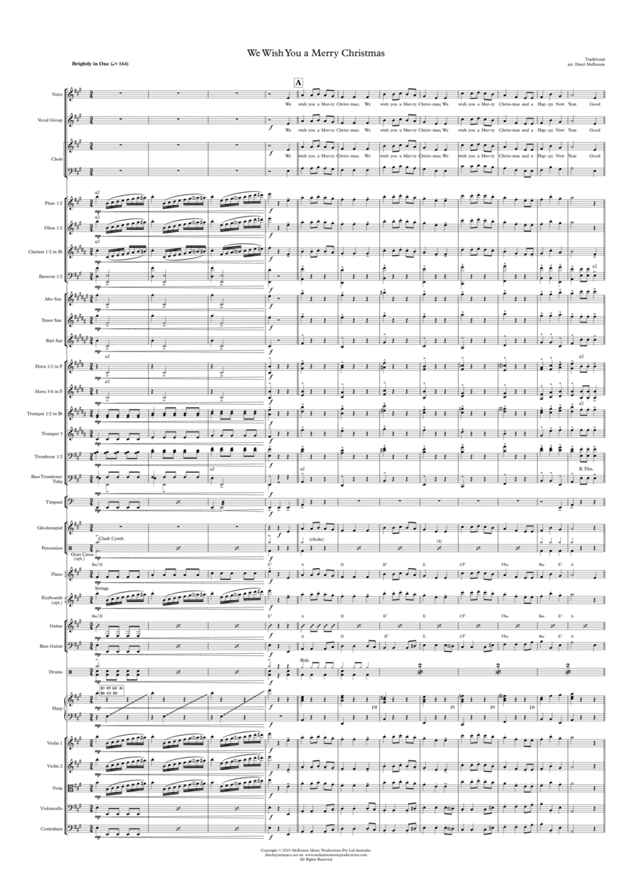 We Wish You a Merry Christmas - Vocal with Choir and Pops Orchestra Key of A Choir scores gallery preview page 1