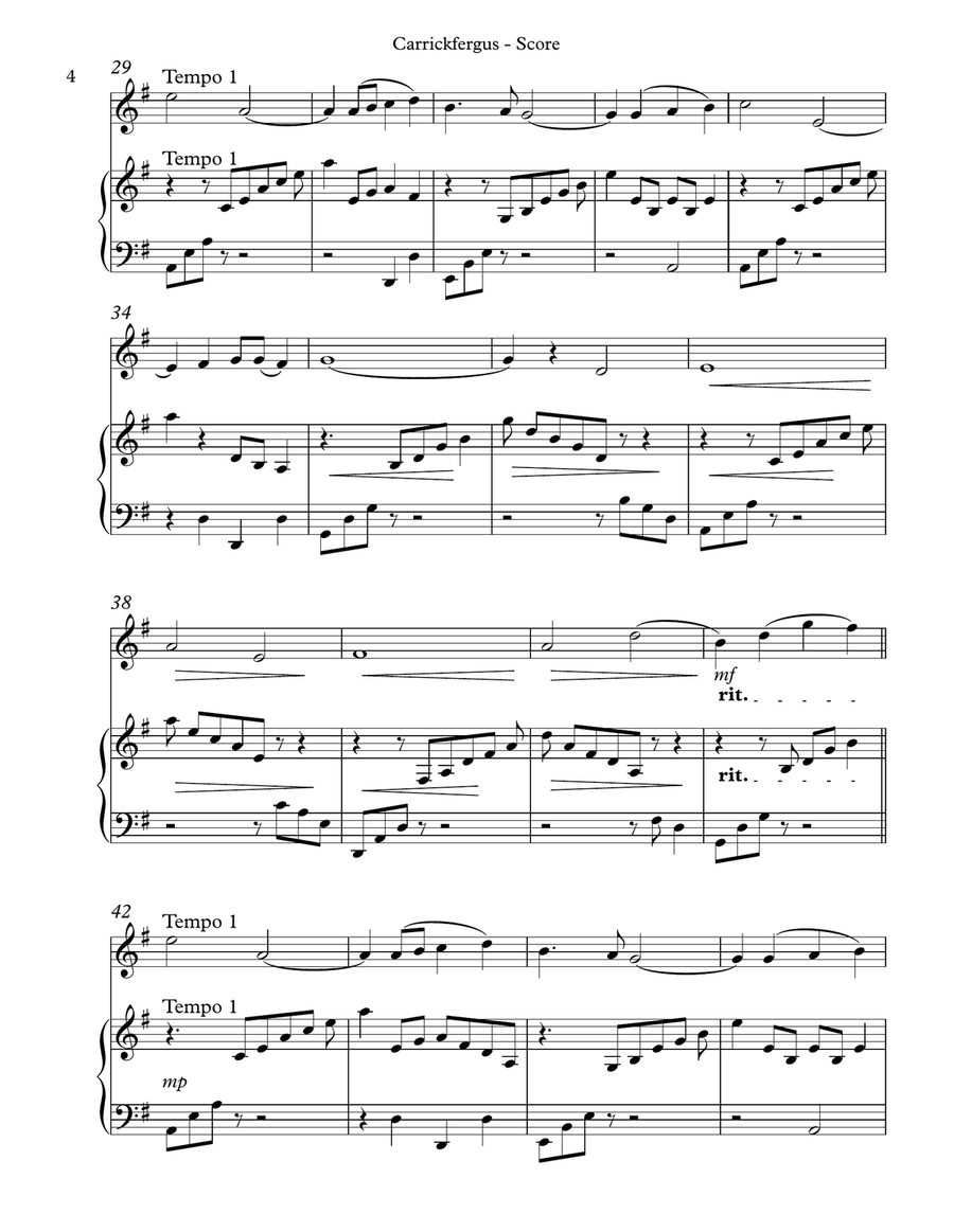 Carrickfergus Duet for Flute & Harp Flute scores gallery preview page 4