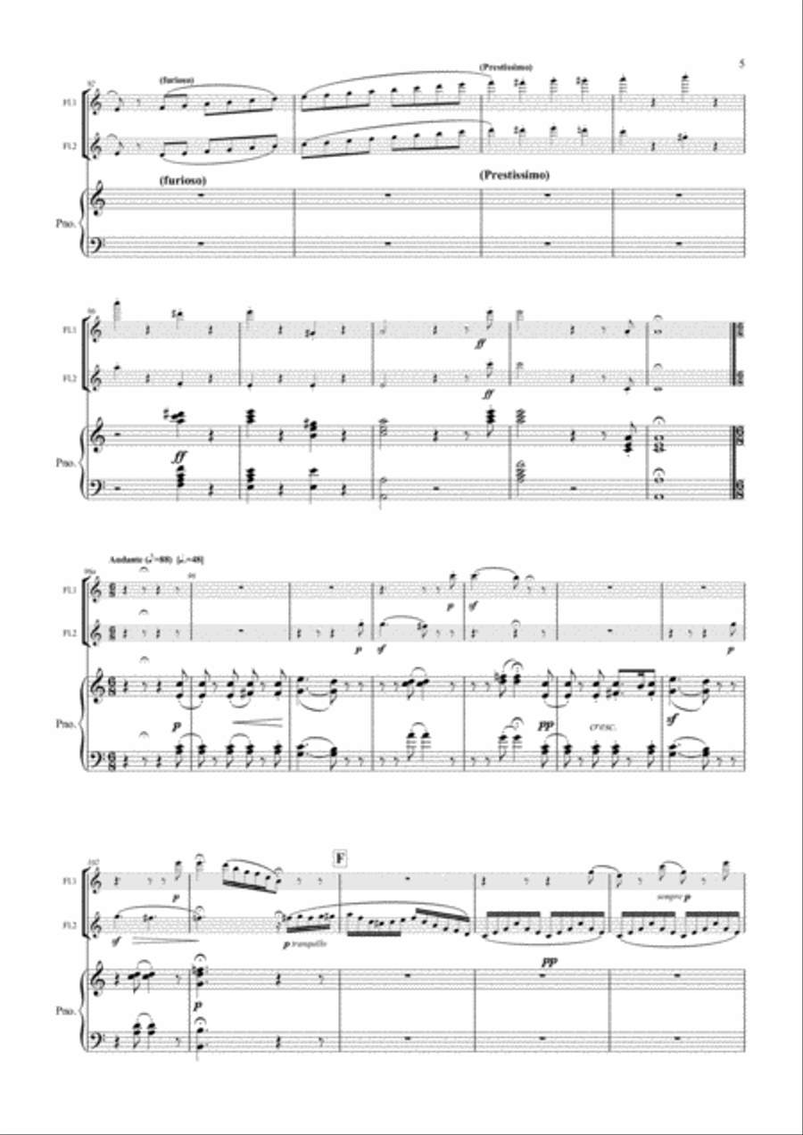 Konzertstück No.2, Op.114 arranged for 2 flutes and piano Flute Duet scores gallery preview page 6