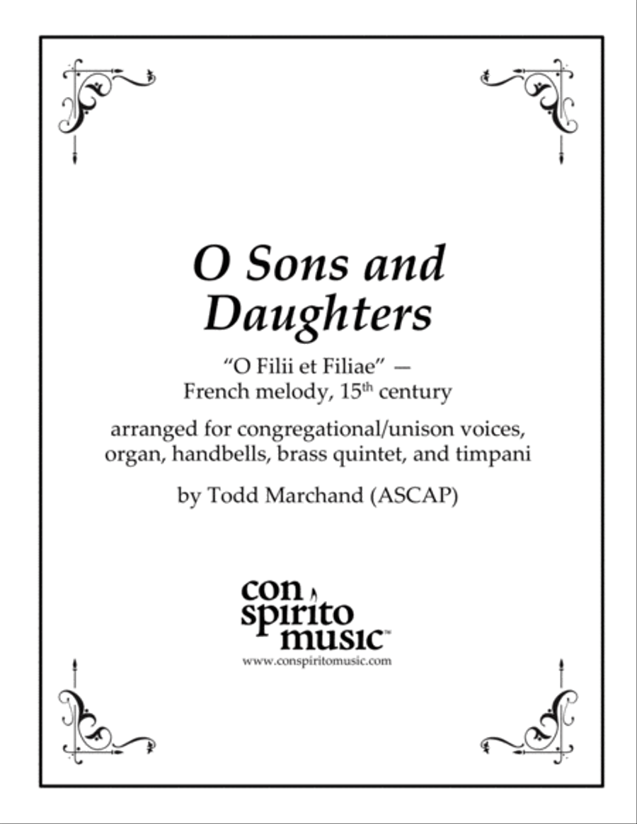 O Sons and Daughters - unison voices, organ, handbells, brass, timpani Unison Choir scores gallery preview page 1