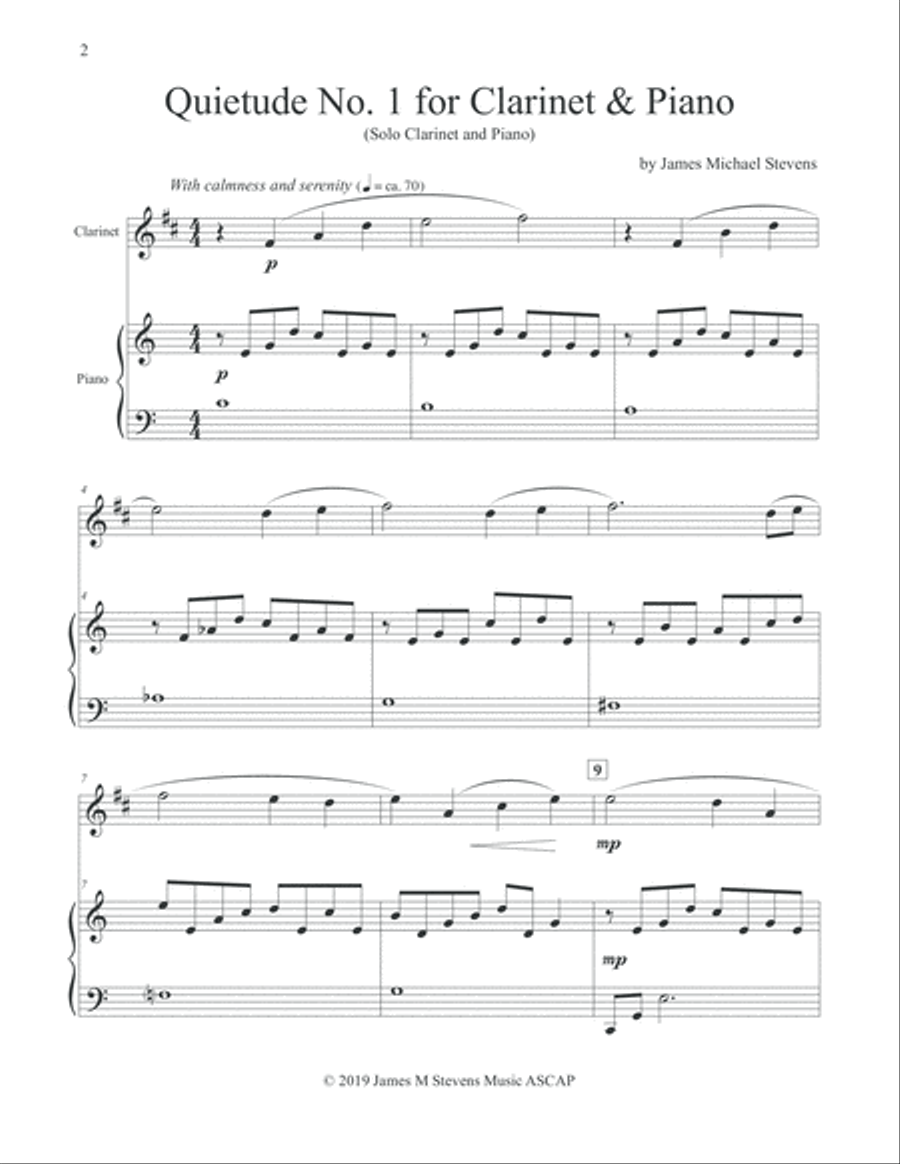 Quietude No. 1 - Clarinet & Piano Clarinet Solo scores gallery preview page 2