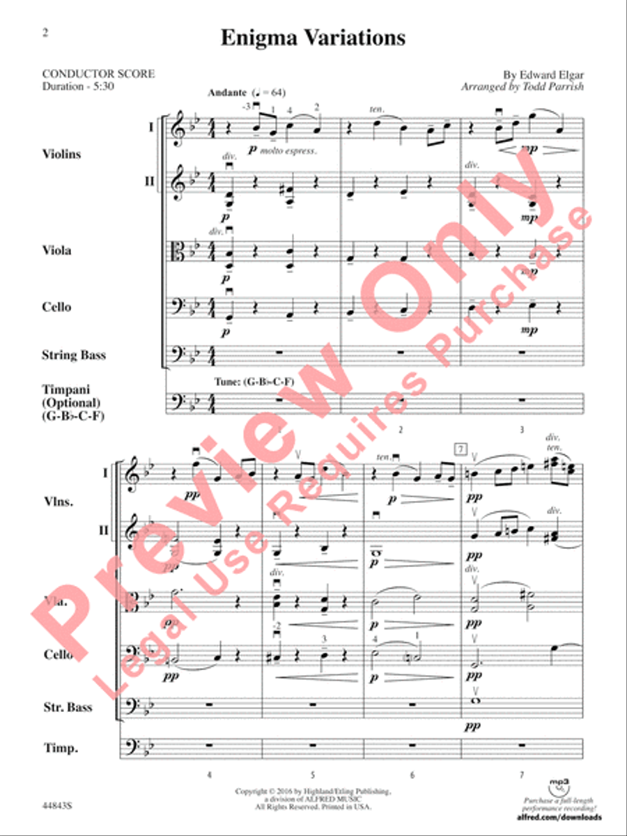 Enigma Variations String Orchestra scores gallery preview page 3