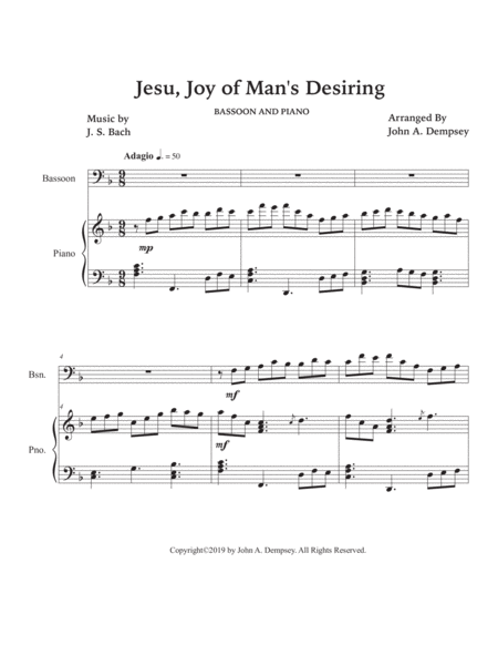 Jesu, Joy of Man's Desiring (Bassoon and Piano) image number null