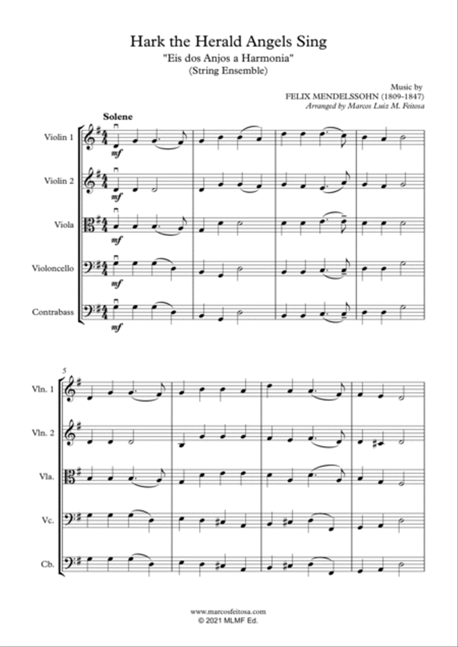 Hark The Herald Angels Sing (Eis dos Anjos a Harmonia) - String Ensemble String Orchestra scores gallery preview page 3