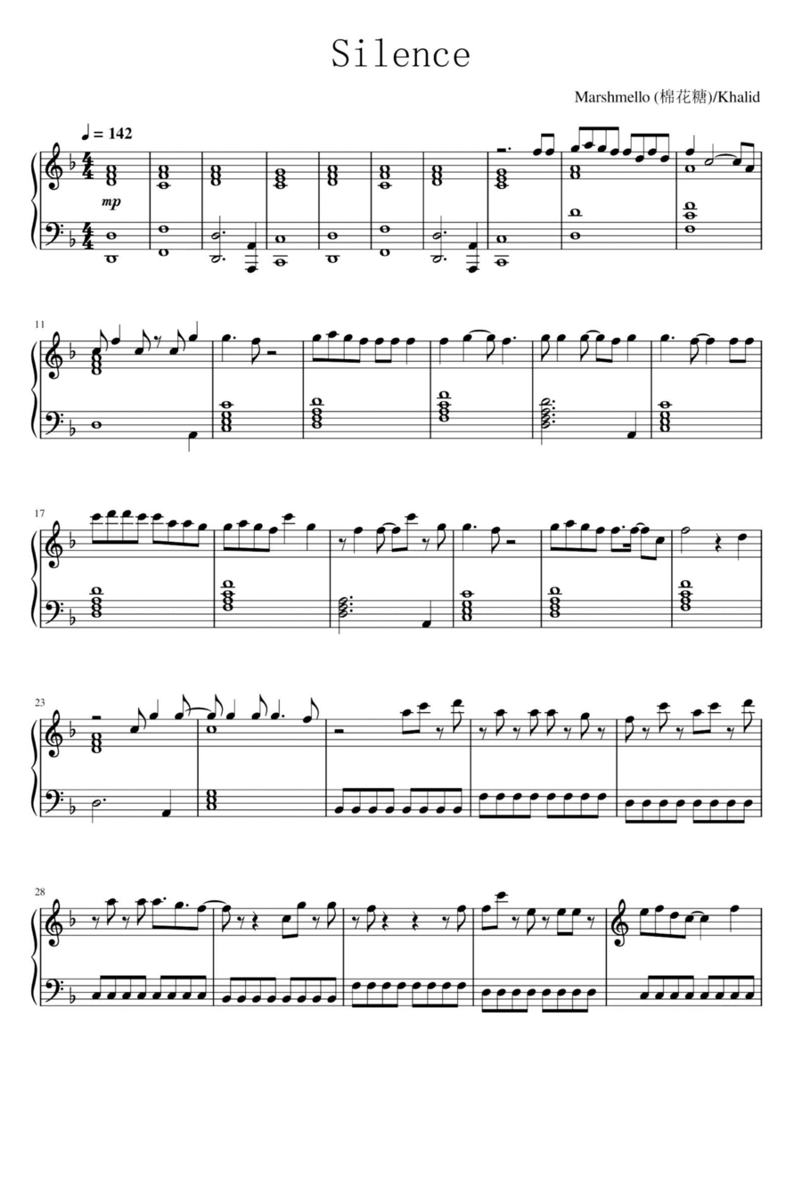 Silence Piano Solo scores gallery preview page 1