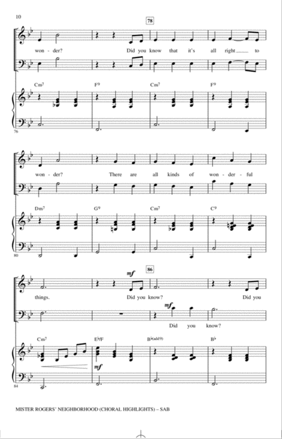 Mister Rogers' Neighborhood (Choral Highlights) (arr. Roger Emerson) 3-Part scores gallery preview page 9