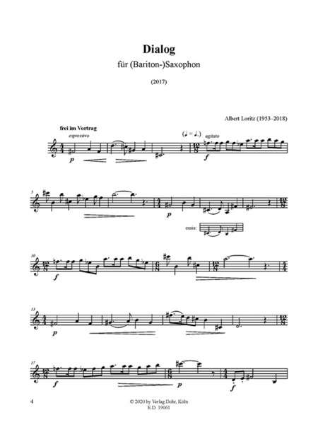 Dialog für (Bariton-)Saxophon solo (2017)