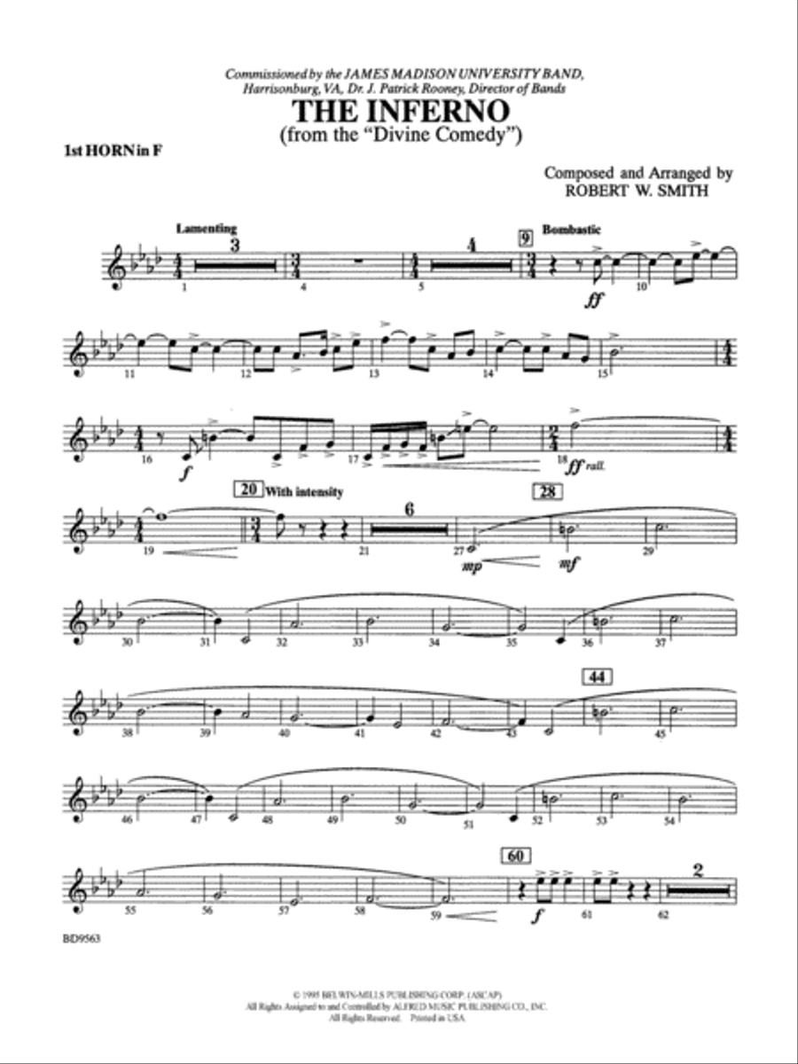 The Inferno: 1st F Horn Concert Band scores gallery preview page 1