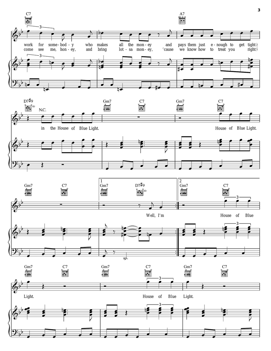 House Of Blue Light Piano, Vocal, Guitar scores gallery preview page 3