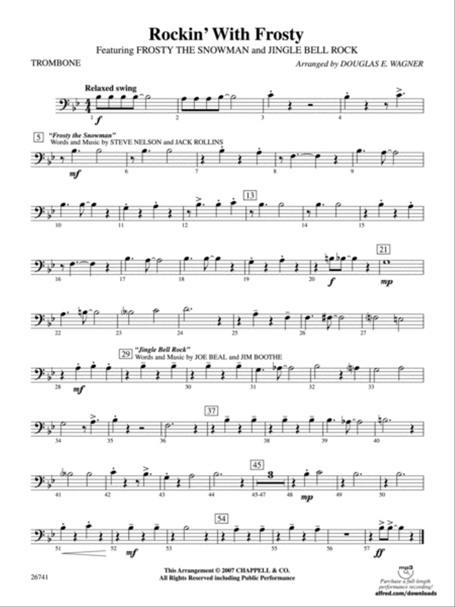 Rockin' with Frosty: 1st Trombone Concert Band scores gallery preview page 1