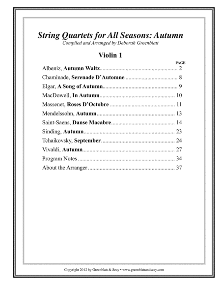 String Quartets for All Seasons: Autumn - Parts