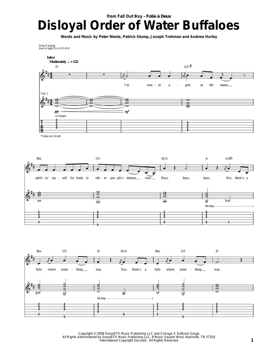 Disloyal Order Of Water Buffaloes Acoustic Guitar scores gallery preview page 1