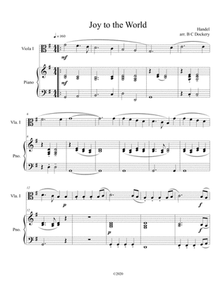 Joy to the World (viola solo) with optional piano accompaniment