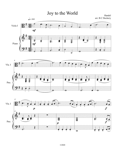 Joy to the World (viola solo) with optional piano accompaniment image number null
