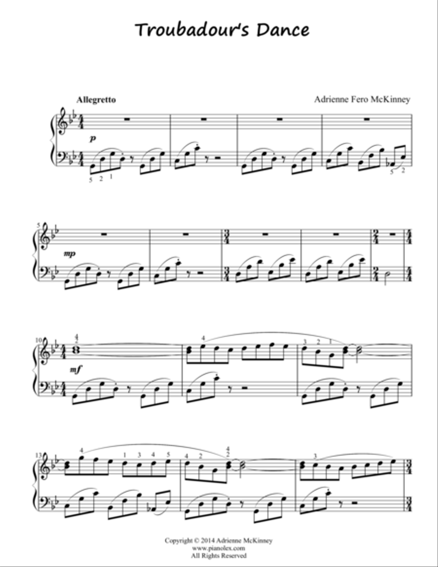 Troubadour's Dance Troubadour's Dance Piano Method scores gallery preview page 1