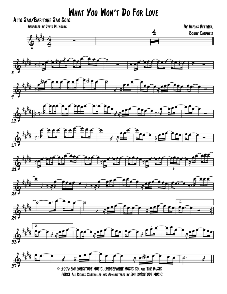 What You Won't Do For Love Alto Saxophone scores gallery preview page 1