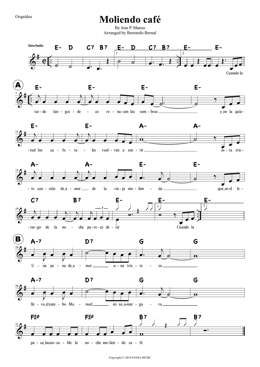 Moliendo Cafe Piano scores gallery preview page 1