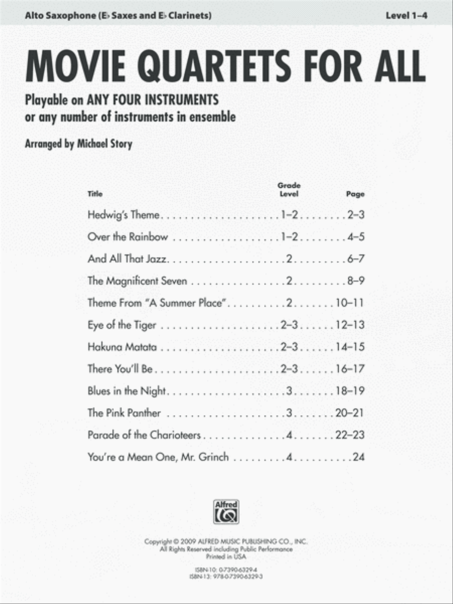 Movie Quartets for All Small Ensemble scores gallery preview page 2