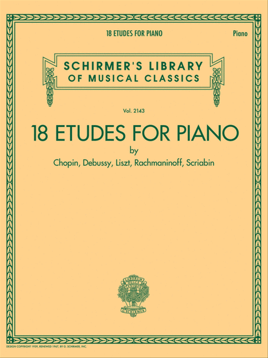 18 Etudes for Piano by Chopin, Debussy, Liszt, Rachmaninoff, Scriabin Piano Method scores gallery preview page 1