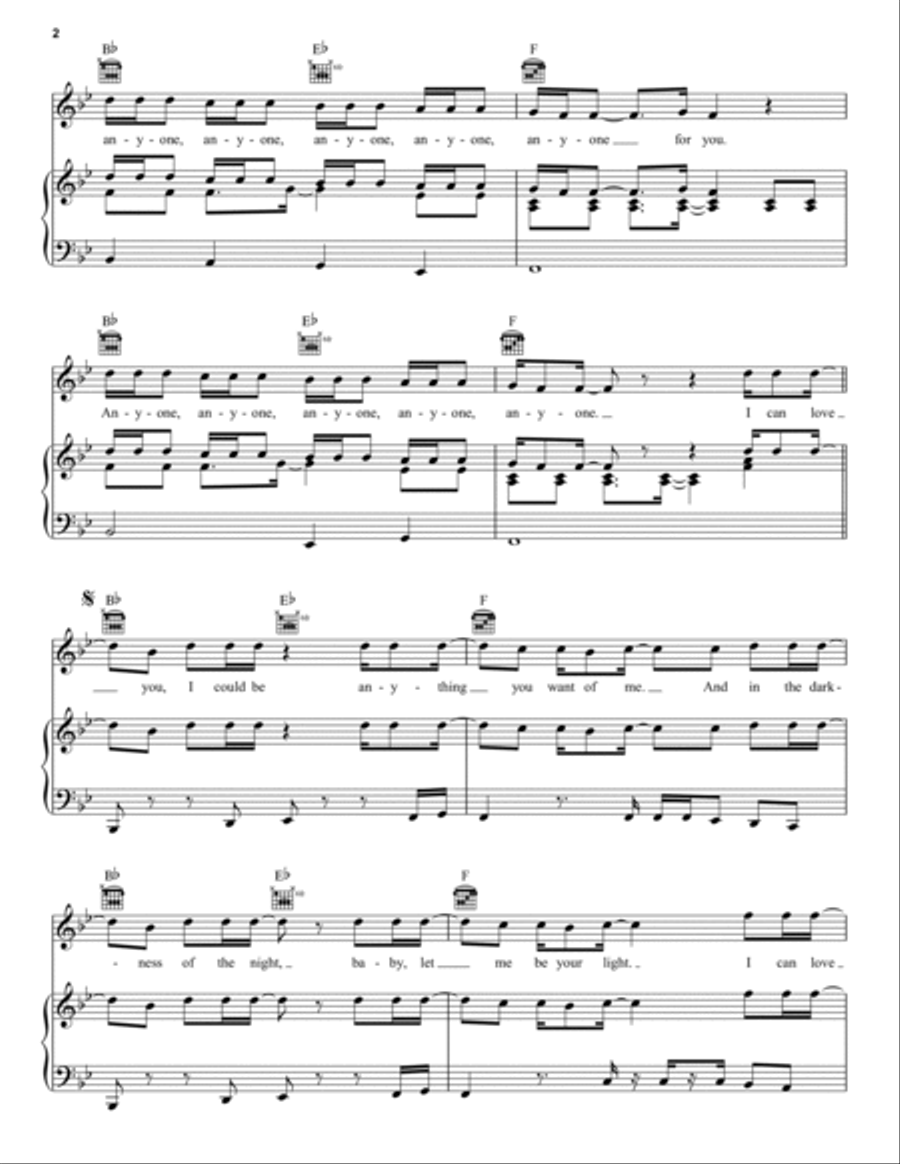Anyone For You (Tiger Lily) Piano, Vocal, Guitar scores gallery preview page 2
