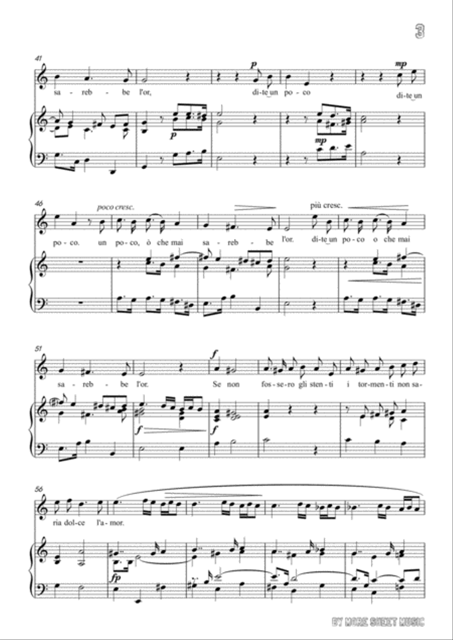 Perti-Se non fossero gli stenti in a minor ,for Voice and Piano Voice Solo scores gallery preview page 5