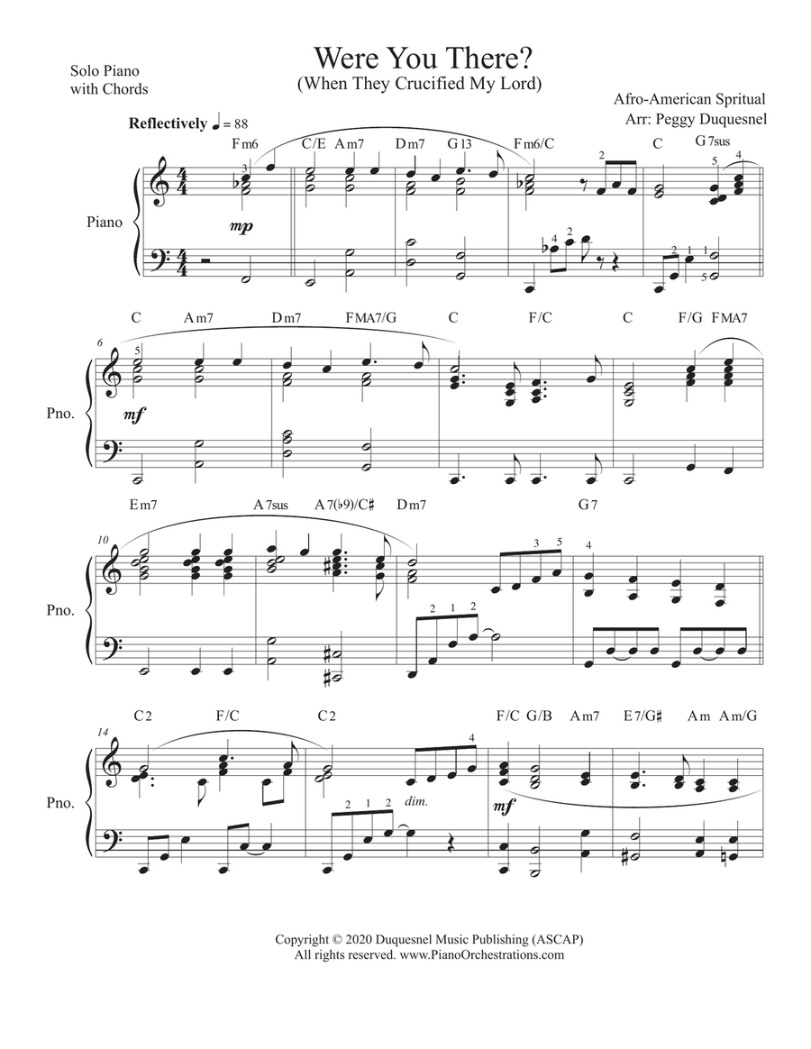 Book cover for Were You There? (When They Crucified My Lord) (Solo Piano w Lyrics)