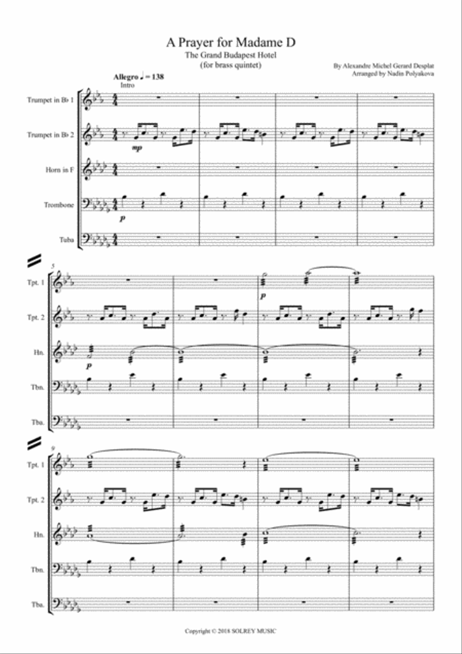 The Grand Budapest Hotel Brass Ensemble scores gallery preview page 2