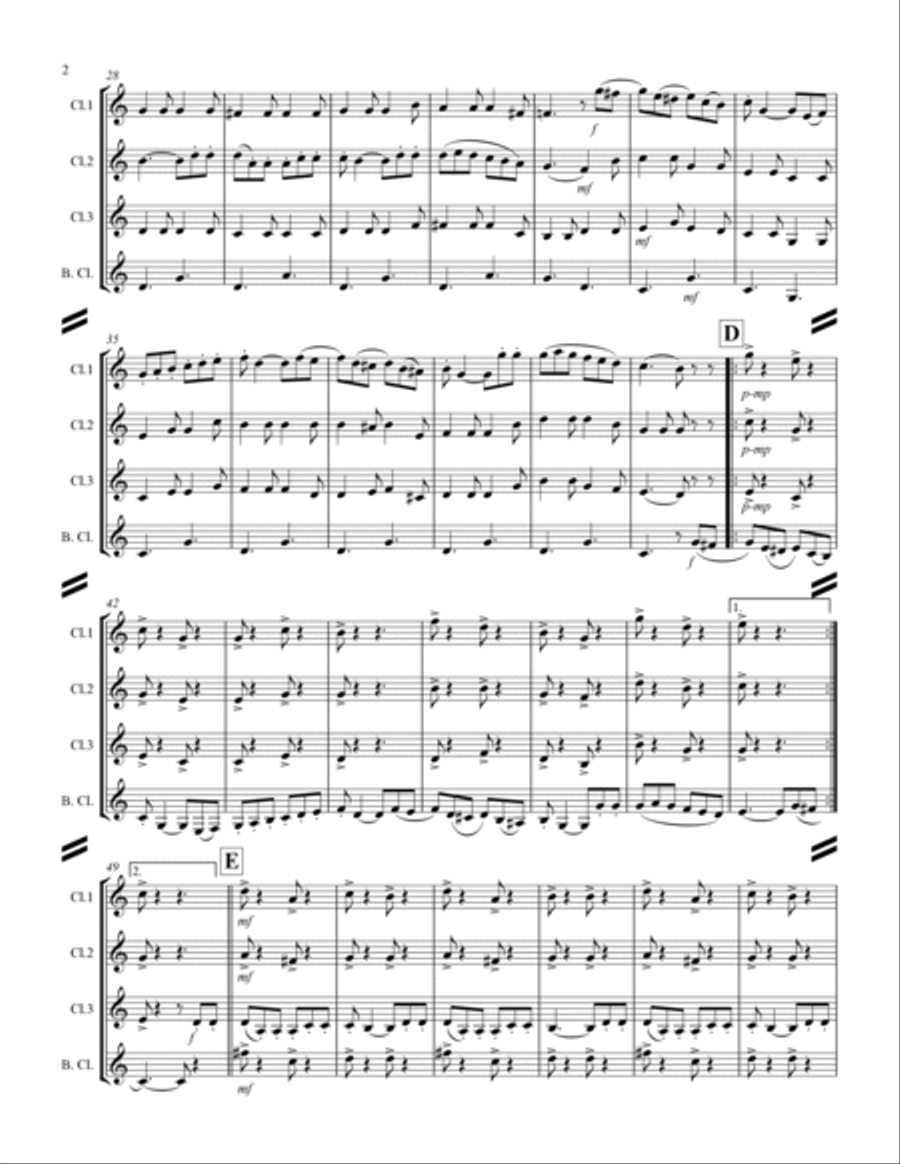 El Jarabe Tapatío - “Mexican Hat Dance” (for Clarinet Quartet) Clarinet Quartet scores gallery preview page 3