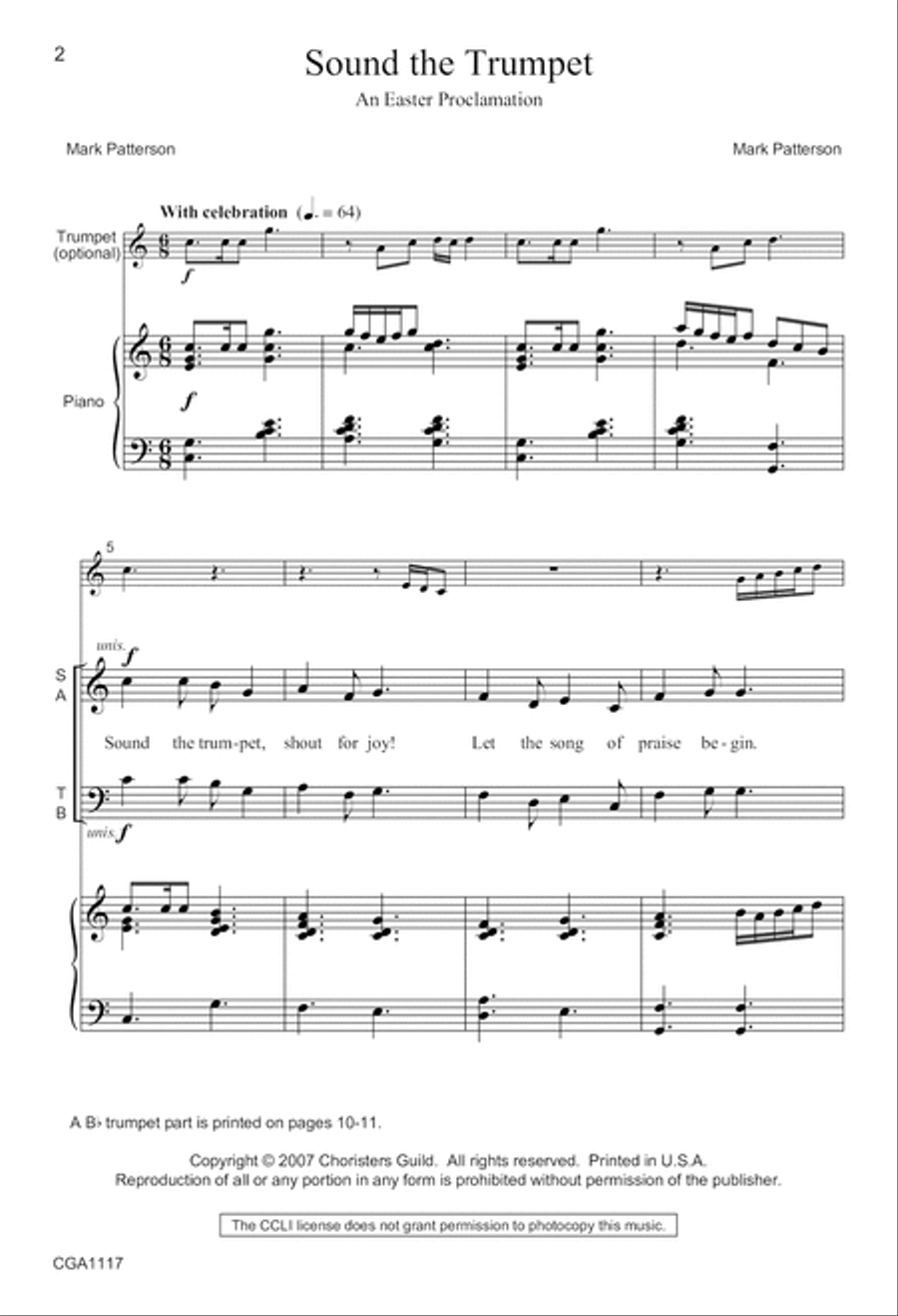 Sound the Trumpet Unison Choir scores gallery preview page 2