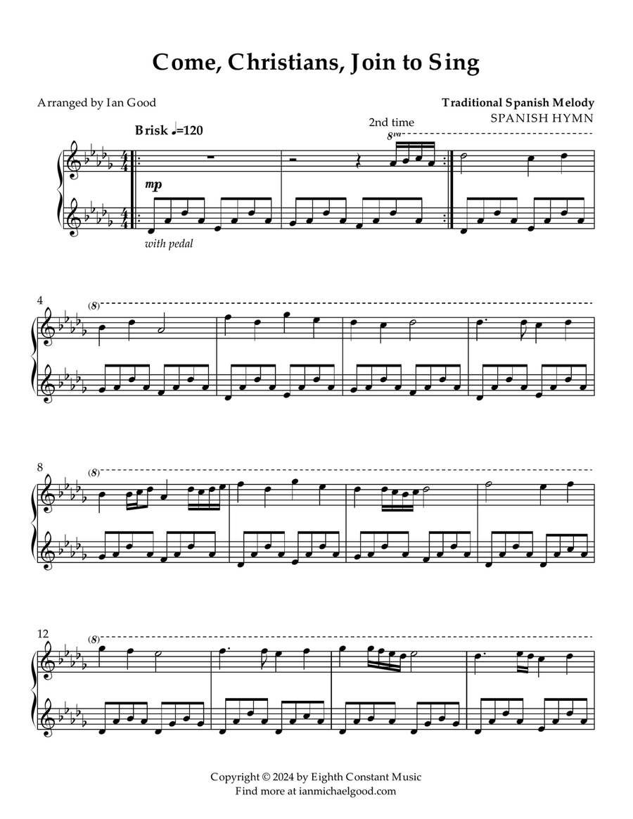 Come, Christians, Join to Sing (new age piano) Piano Solo scores gallery preview page 1