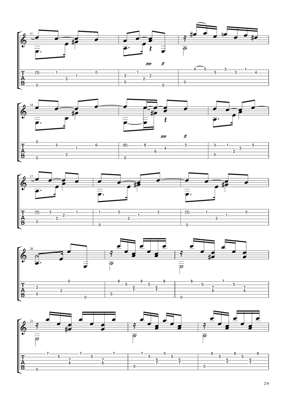 Milongueo del Ayer Guitar Tablature scores gallery preview page 2