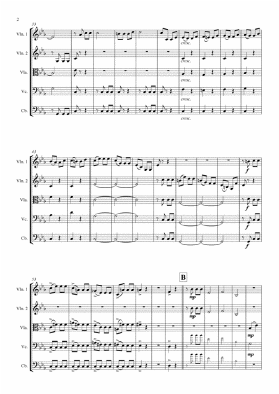 Beethovens 5th Symphony - 1st Movement - String Orchestra String Quartet scores gallery preview page 2