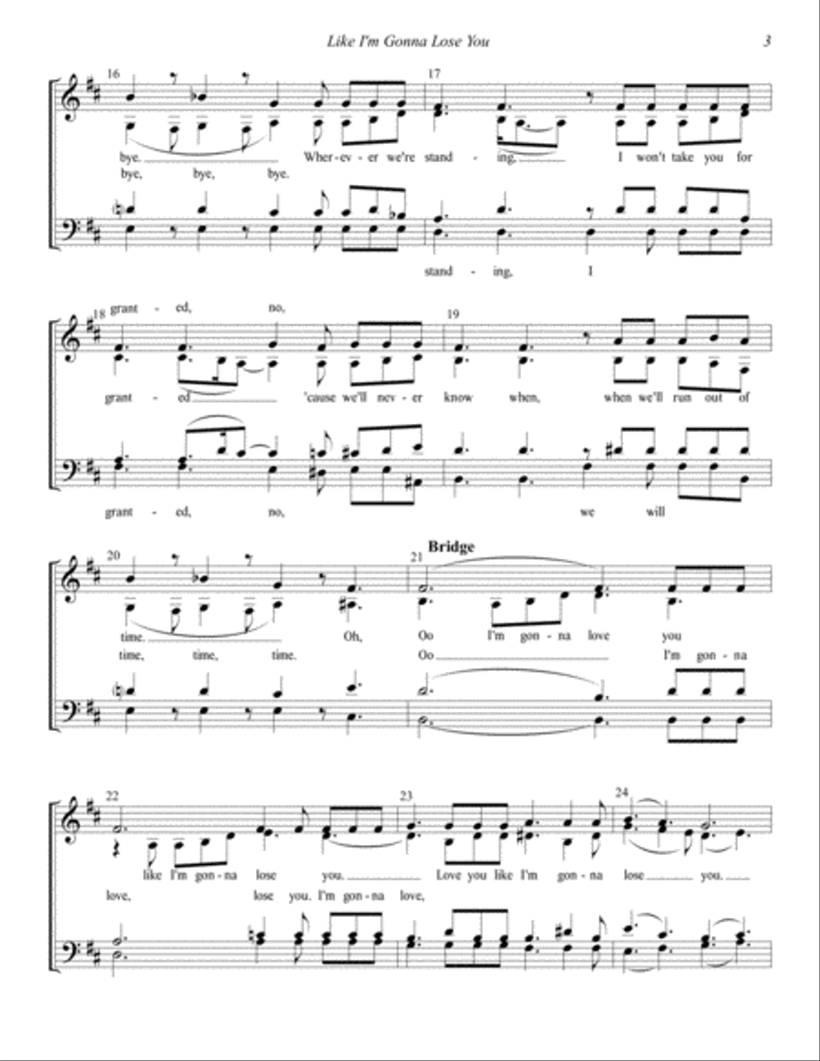 Like I'm Gonna Lose You 4-Part scores gallery preview page 4