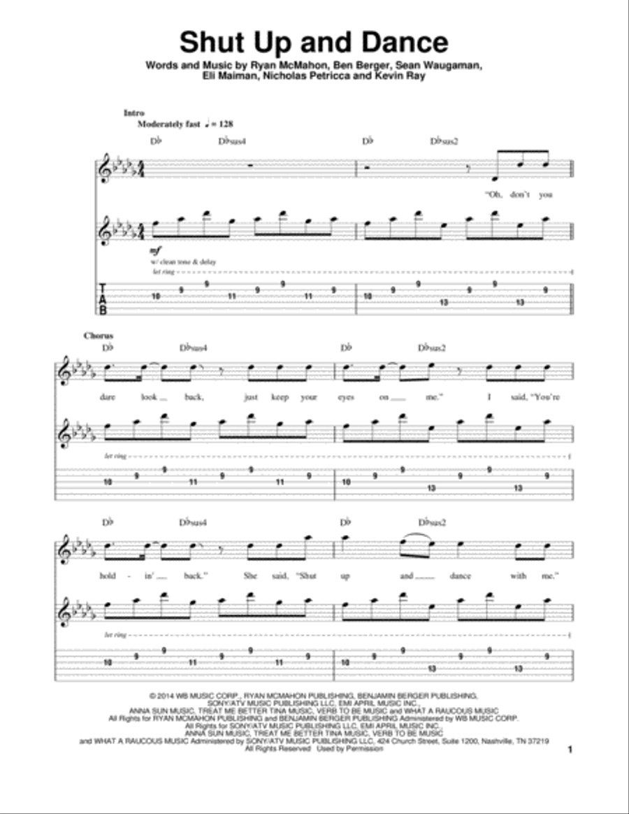 Shut Up And Dance Electric Guitar scores gallery preview page 1