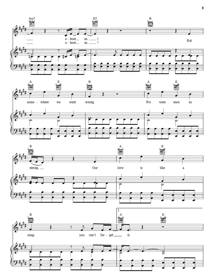 Don't Forget Piano, Vocal, Guitar scores gallery preview page 3