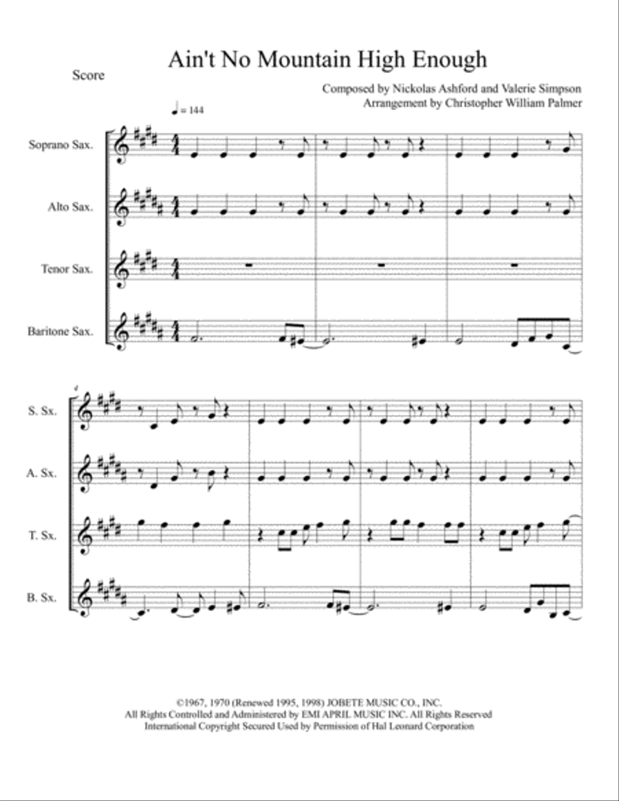 Ain't No Mountain High Enough Woodwind Quartet scores gallery preview page 2